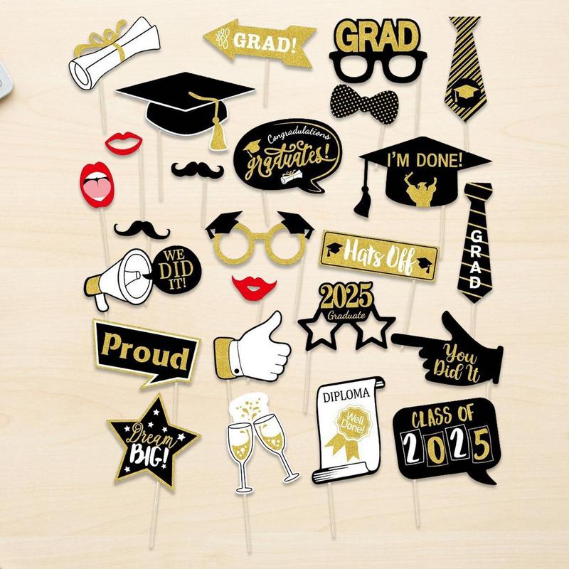 2025 Graduation Photo Booth Props 25 Pieces High School Graduation Decorations Event & Party Supplies For Prom Photobooth