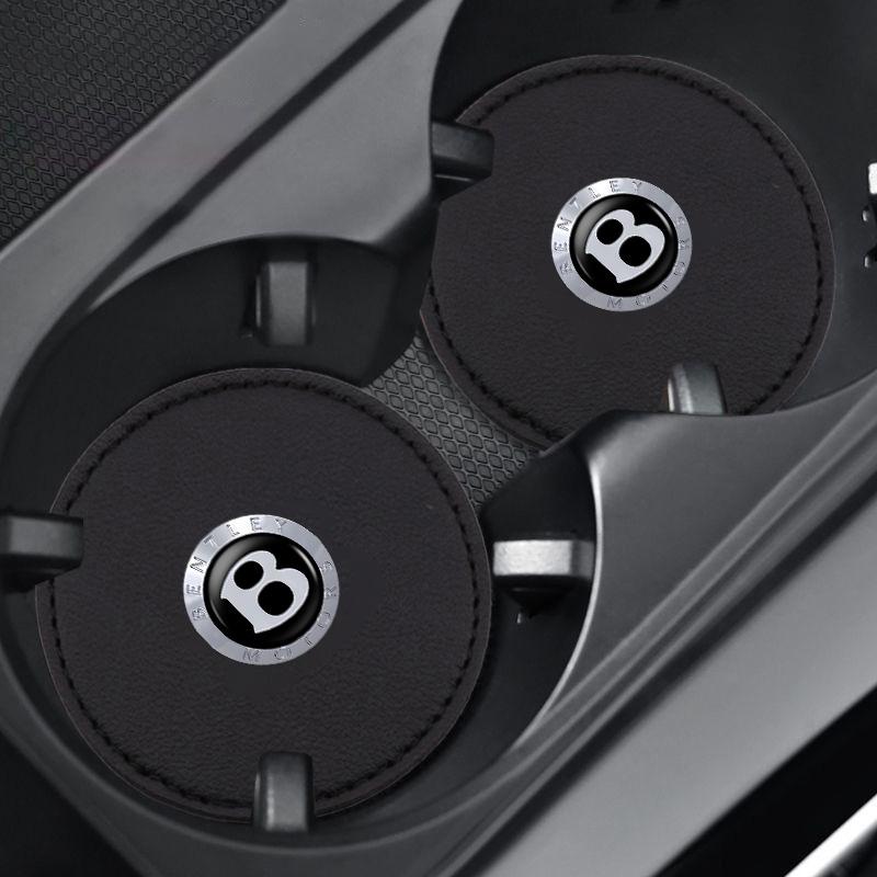 2Pcs Car Coaster Water Cup Pad Anti-Slip Mat For Bentley Flying Hurtling Spur Continental GT Bentayga Mulsanne Styling Accessory TH5