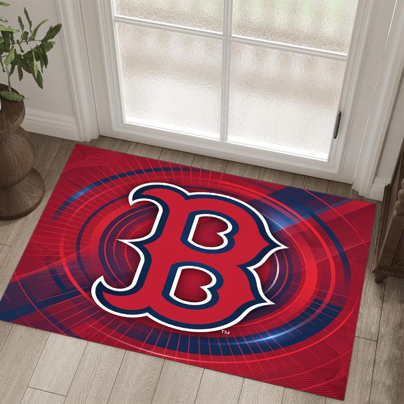 Boston Red Sox Design Crystal Velvet Carpet Cozy Non?Slip Printed Rug For Bedroom Living Room Entrance
