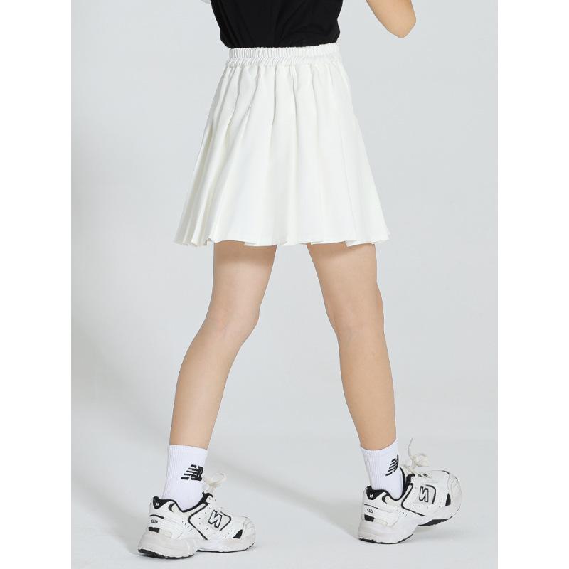 Dívčí preppy bílá plisovaná tenisová sukně - korejský styl, letní sportovní oblečení pro větší děti