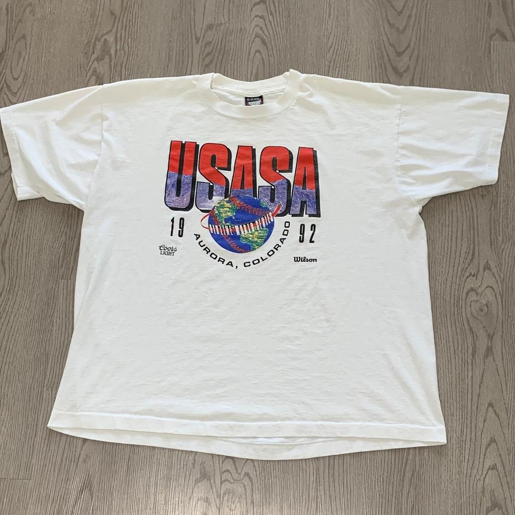Vintage 90s Softball Airline World Series 1992 USASA Colorado White Tee XL