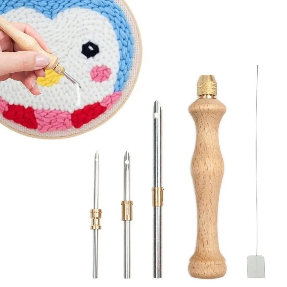 2,5mm/3,5mm/5mm Punch Needle Set Kreativer Holzgriff Stickstichstift Wechselbarer Kopf Handgefertigte Kreuzstichnadeln