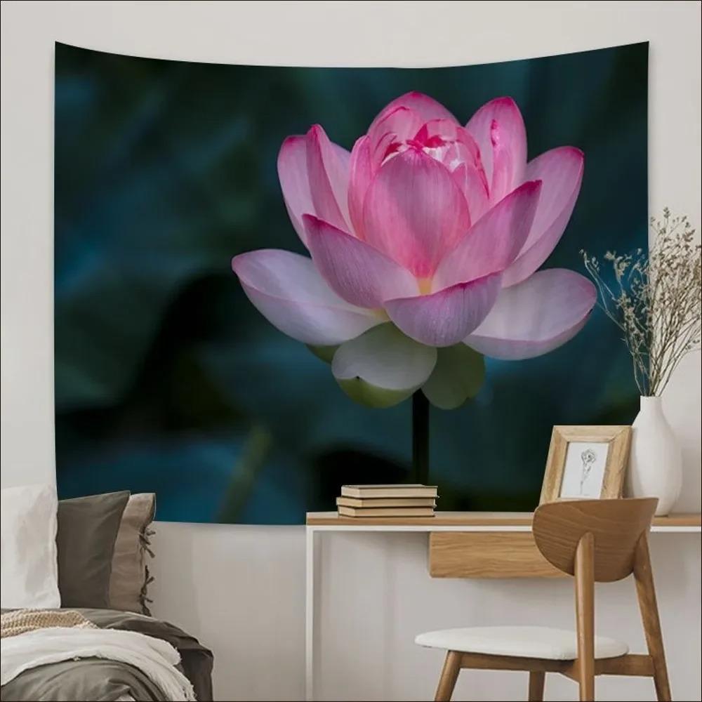 Китайский узор лотоса Гобелен для украшения стен дома Гобелен для офиса Гостиная Гобелен — фото 6