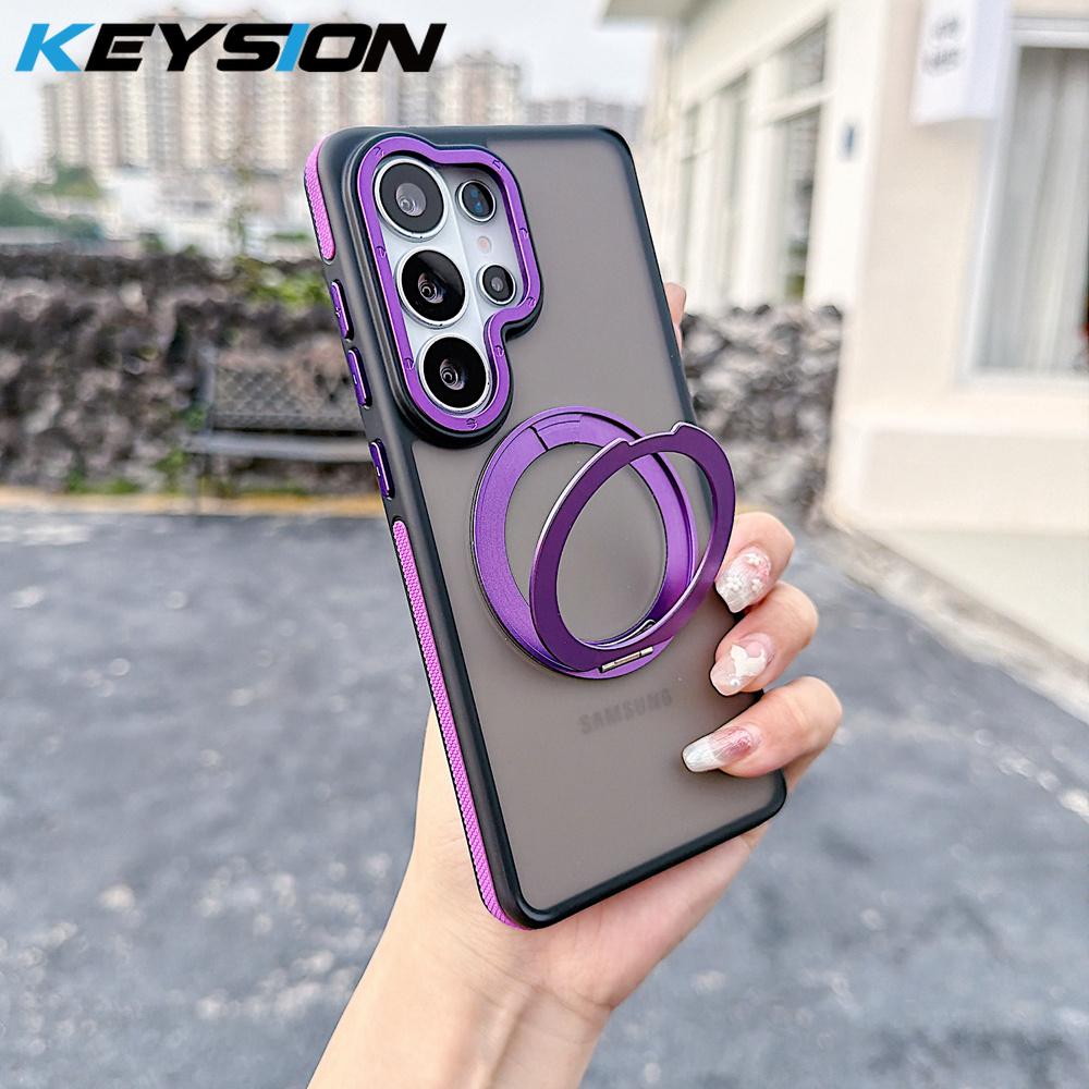 KEYSION Custodia Magnetica Traslucida Opaca per Telefono per Samsung Galaxy S25 S26 Ultra 5G S26+ Supporto ad Anello Rotante a 360° Copertura Antiurto