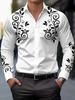 Fashion Stylish Men's Long-Sleeve Shirt with Scroll Pattern