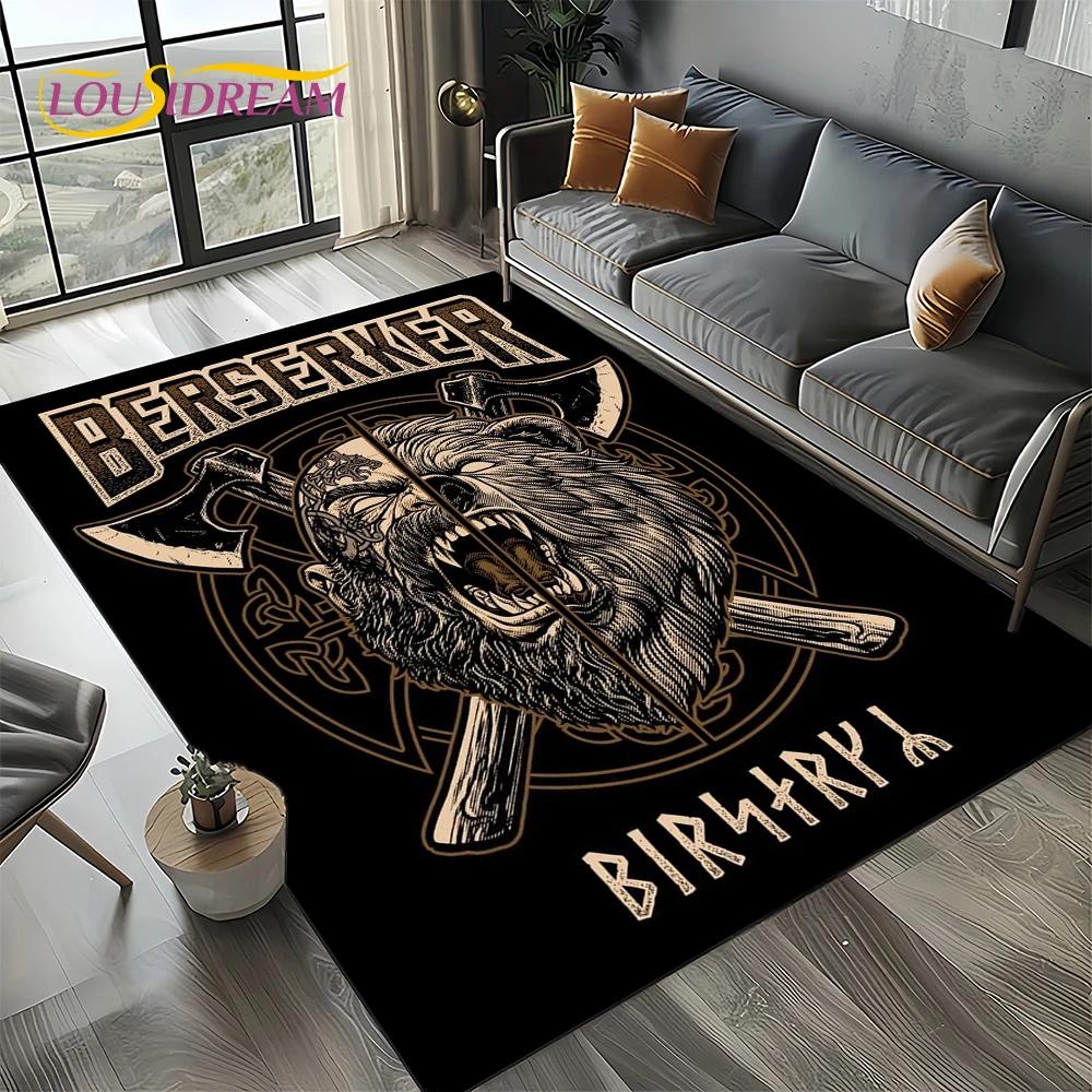 Odin Viking Symbol Valknut Nordic Valhalla Carpet Rug for Living Room Bedroom Home Sofa Decoration,Area Rug Non-slip Floor Mat