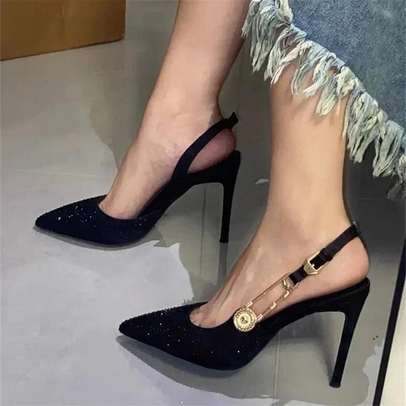 Fashion Designer Luxury Pointed High Heels Rhinestone Party Dress Sandals Women 2024 Fashion Elegant Sexy Office Gladiator Women Pumps