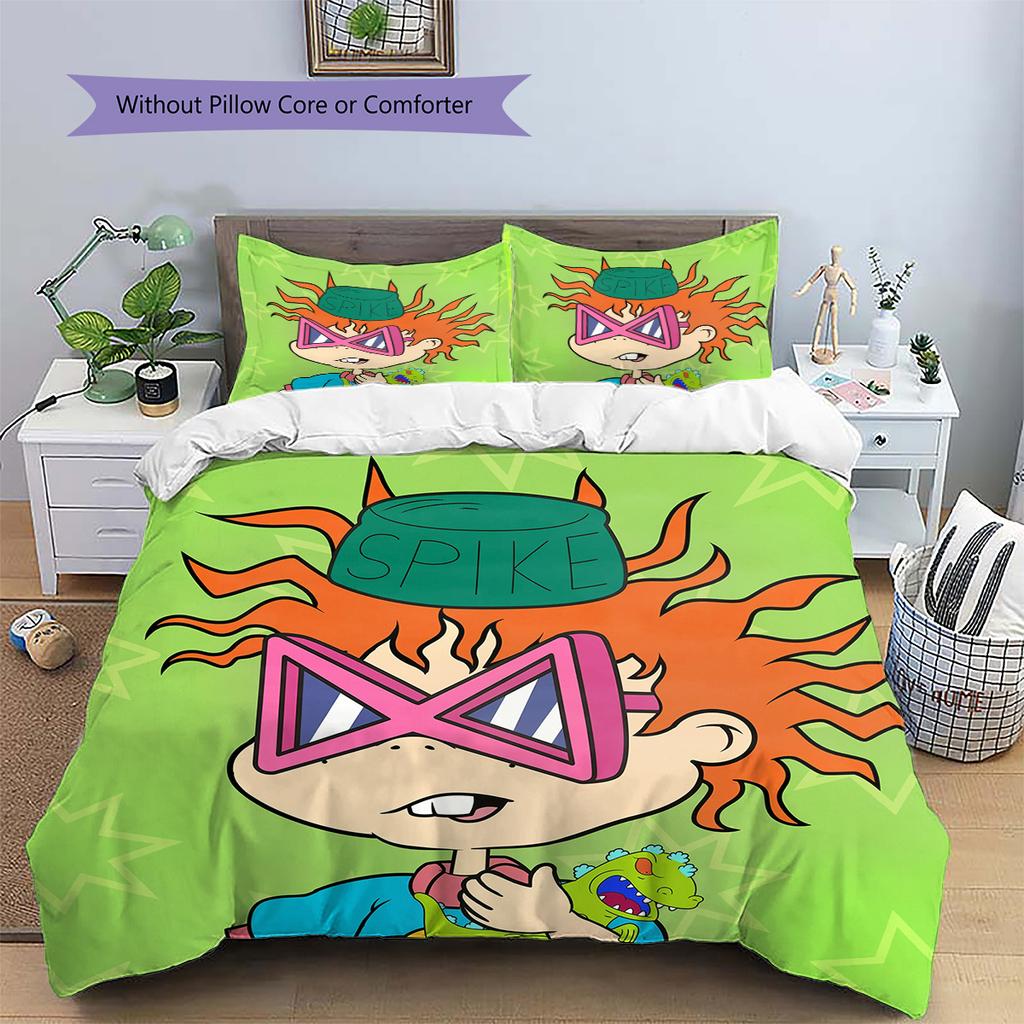 Rugrats  Pattern Bedding Quilt Set  Home Decoration  Gift (1 * Duvet Cover + 2 * Pillowcase  Without Core)