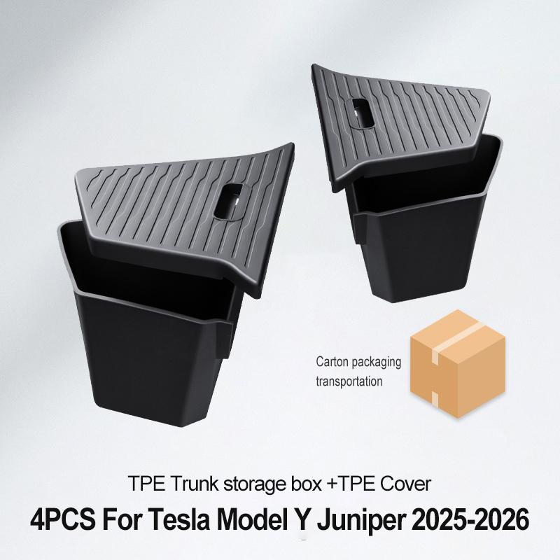 Boîtes de rangement pour coffre arrière Tesla Model Y Juniper (2025-2026) – Organisateur de coffre arrière en TPE étanche avec boîte latérale