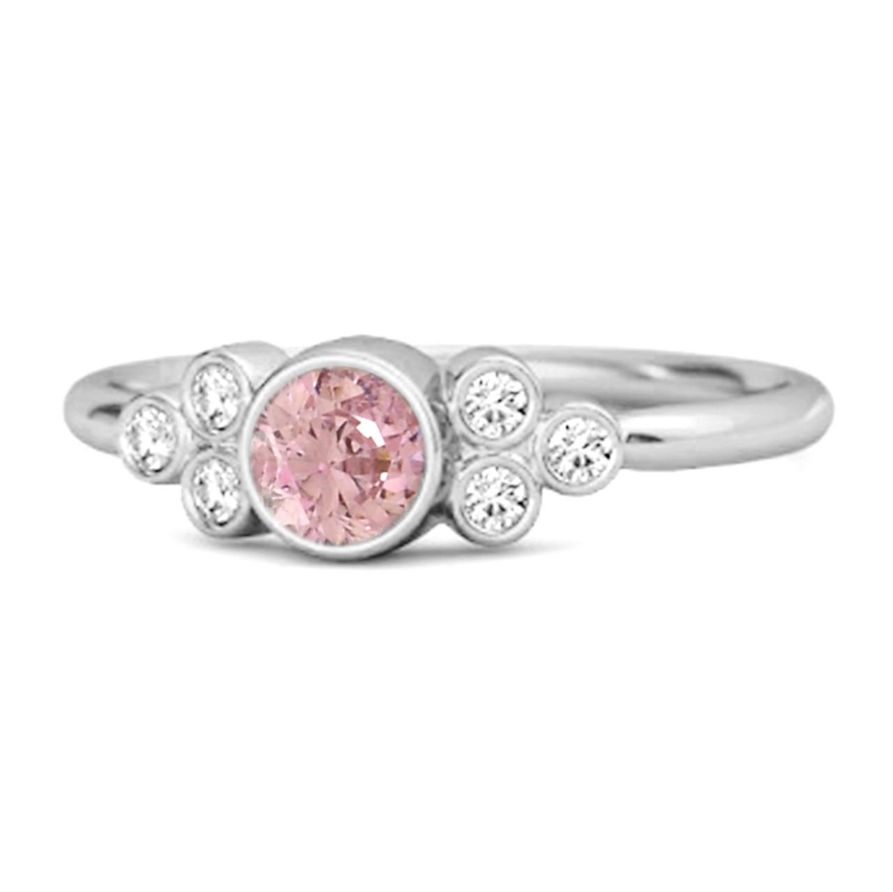 

Bezel Set Pink Zirconia 925 Sterling Silver Boho Women Wedding Ring 7.5 біле золото кольору