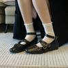 Retro Heightened Casual Shallow Single Shoes for Women 2025 New Cross Buckle Square Toe Versatile Korean Version Mary Jane Shoes