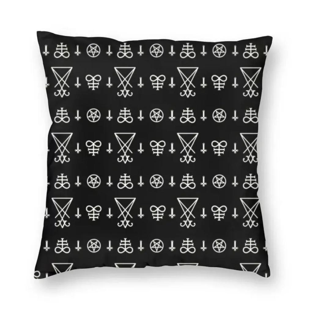 Devil Baphomet Damask Hail Satan Cushion Cover Satanic Leviathan Cross Throw Pillow Case for Sofa Pillowcase Home Decor  40x40cm