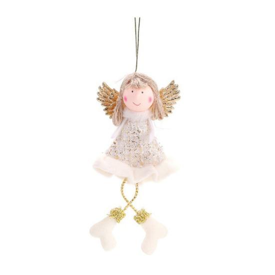 Cute Christmas Tree Hanging Charms Angel Ornaments, Plush Doll Pendant, Xmas Decorative Pastel Color Decor Ornaments for Home Holiday