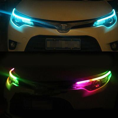 2 pièces Voiture Séquentiel Défilant RGB Feux de Jour DRL APP Bande Lumineuse Multicolore Clignotants
