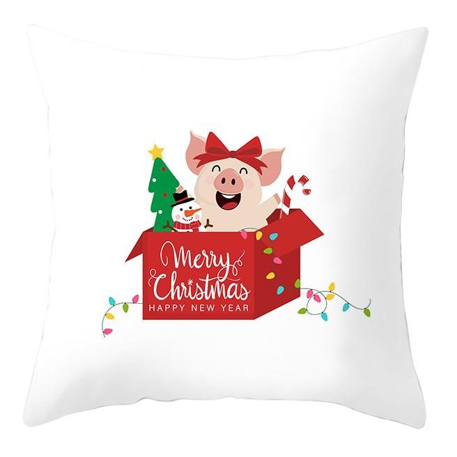 Cartoon Christmas Dog Car Pattern Pillow Case Festive Home Decoration Office Car Cushion Pillow Case