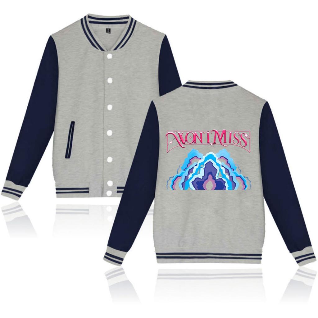 Fashionable Women's Baseball Jacket Contrast Color Cardigan Jacket