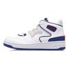 Li Ning Attack 2020 Absorption des Chocs Antidérapantes Résistantes à l'Usure Mi-Hautes Rétro Chaussures de Basketball Baskets Femmes Blanc Bleu AGBQ116-1
