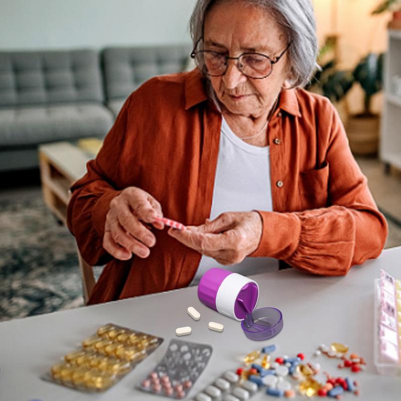 Stainless Steel Pill Cutter 3In1 Pill Storage Box Dust Proof Divider Organizer Crusher Pill Box Hygienic Healthy For Travel