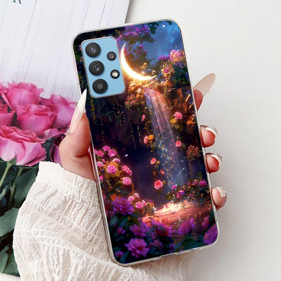 For Samsung A32 5G Case SM-A326B Clear Cute Cat Fashion Funny Painted Back Cover For Samsung Galaxy M32 5G Phone Case SM- M326B