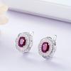Flower design Natural longrido ruby Ring Earrings Pendant Necklace Set 925 sterling silver jewelry for women's daily party gifts