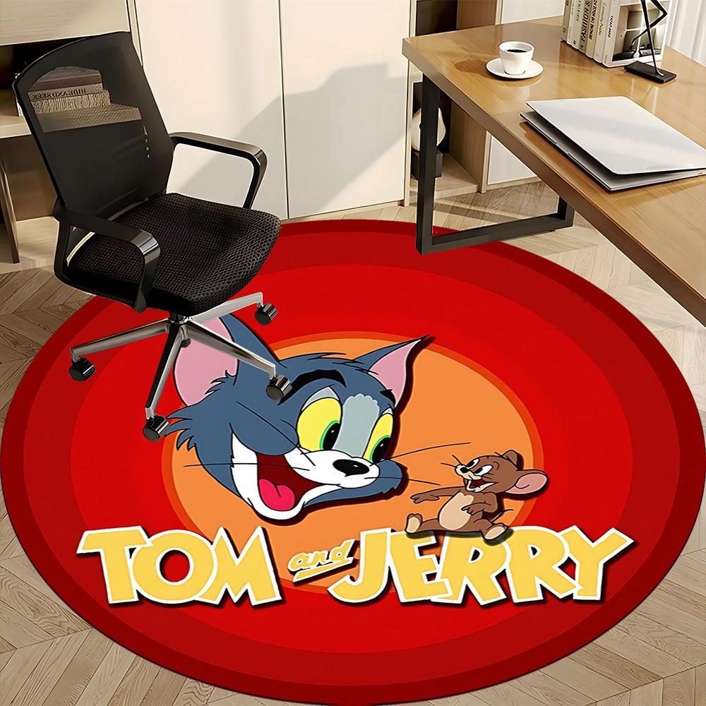 1pc Tom Jerry Office Round Area Rug, Under Office Chairs Bedroom Living Room Home Decor, Room Deco, Available In Various Sizes