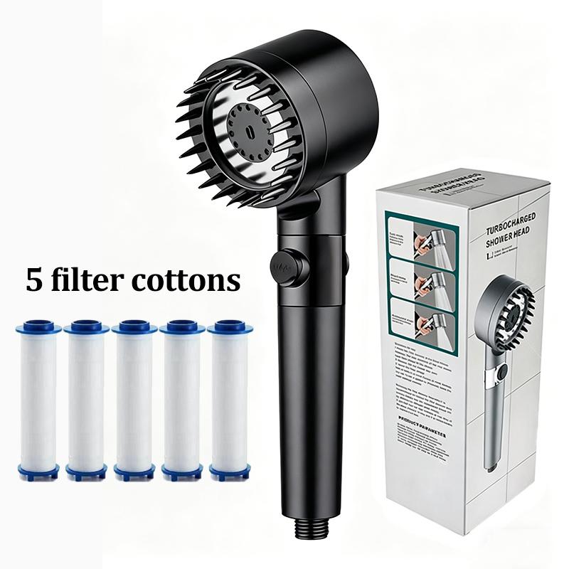 High Pressure Filter Shower Head 3 Modes One-key Stop Water Massage Clean Powerful Pressurized Shower Nozzle
