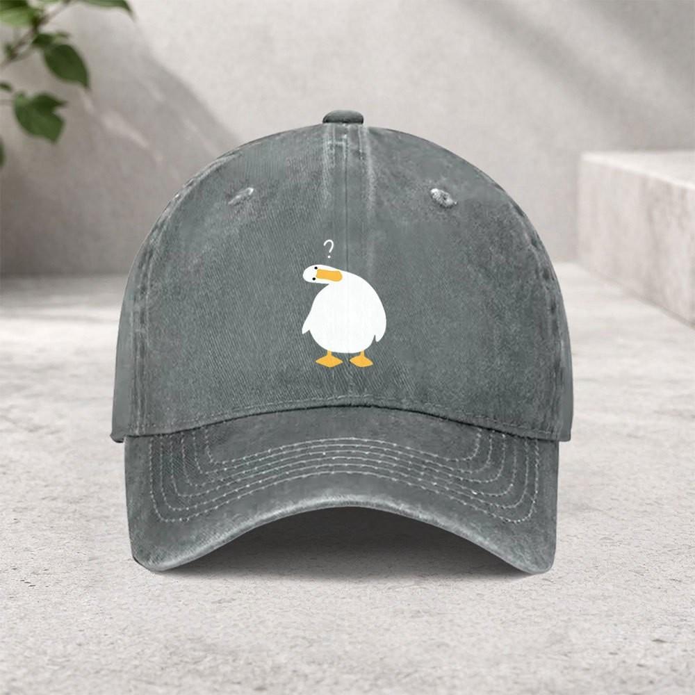 Confused Duck Meme Baseball Cap Washed Denim Casual Adjustable Sun Hat for Unisex