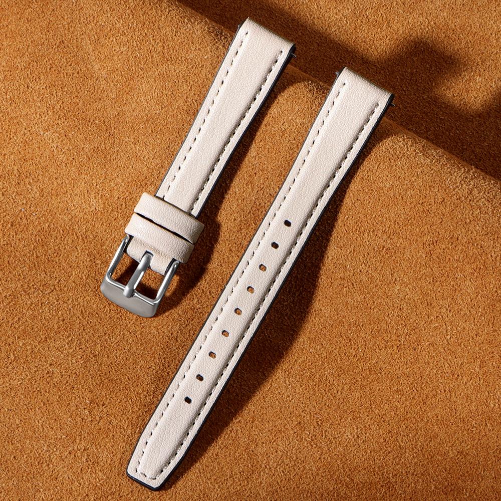Leather Watch Strap 10mm 12mm 14mm 16mm for Men Women Universal Soft Wrist Band Ultra Thin Bracelet Pin Clasp Watch Accessories