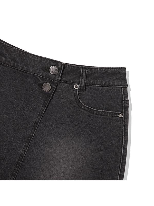 Kirsh Cherry Inner Pants Cover Denim Skirt [Charcoal]