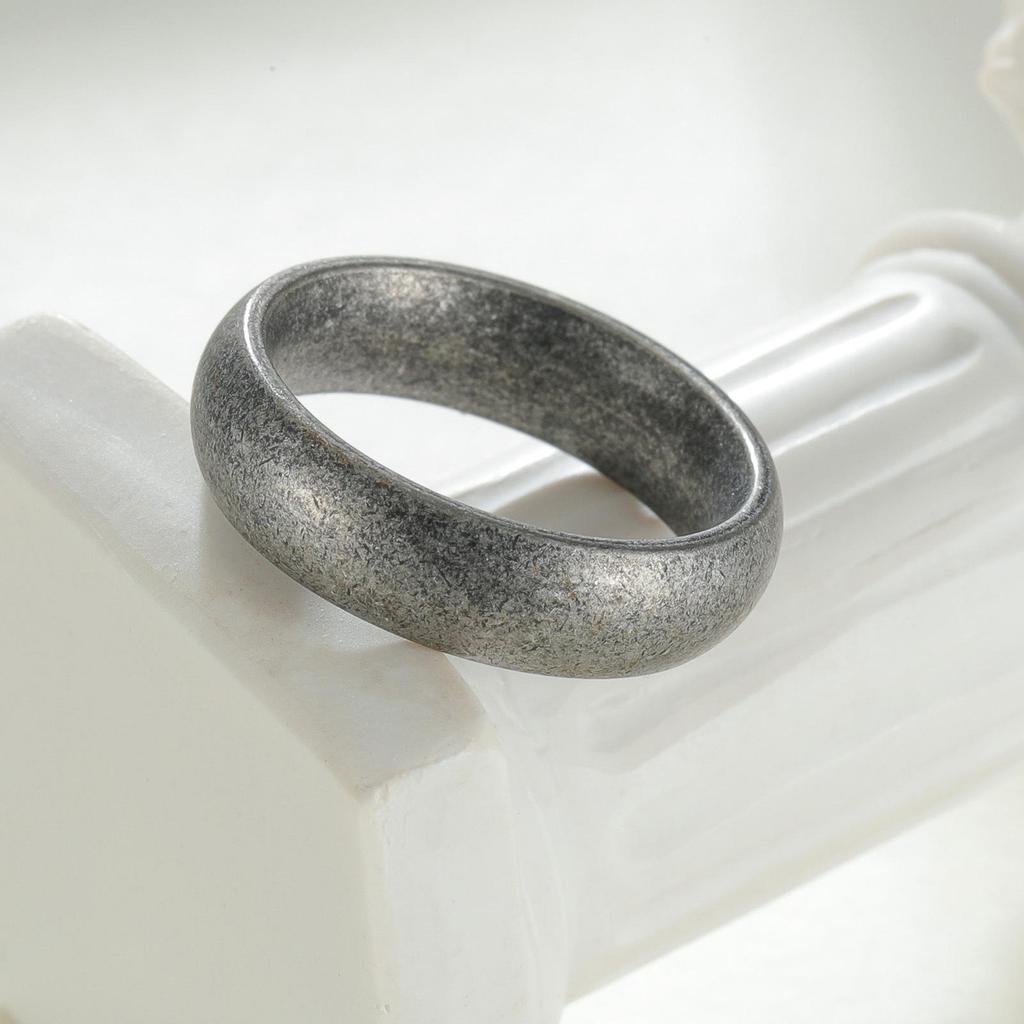 6mm Wide 304 Stainless Steel Men's Antique Silver Ring - Simple Retro Couple Jewelry