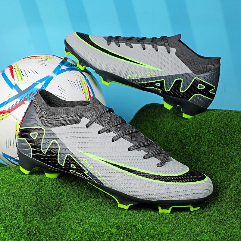 2025 New Football Shoes Men's and Women's High-top Youth Training Long Nails TF Broken Nails Artificial Flat Sports Shoes