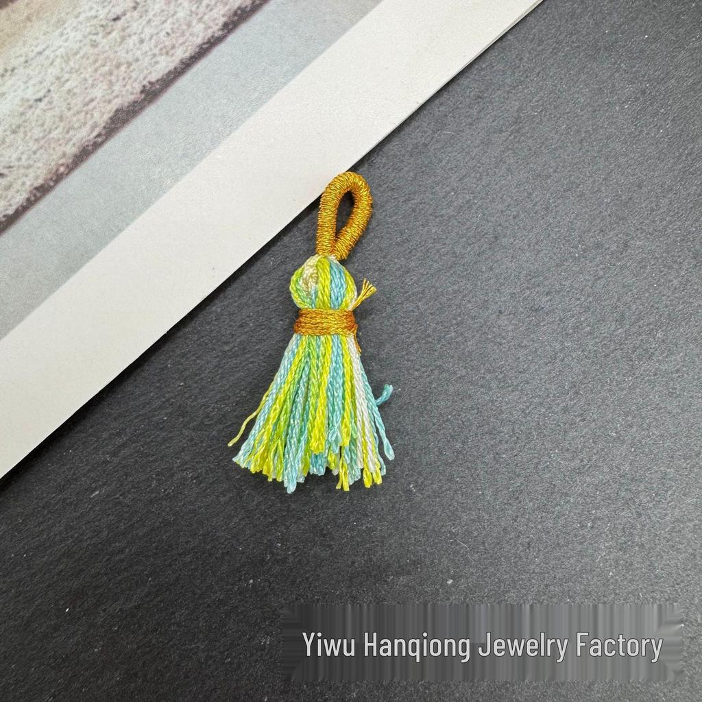 Korean Rainbow Tassel Pyssla Bead Keychain DIY Accessory