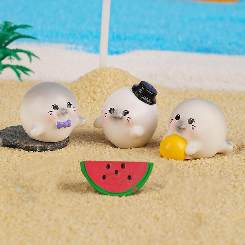 1Pc Home Mini Cartoon Seal Animal Moss Micro Landscape Ornament Plants Bonsai Car Diy Decoration