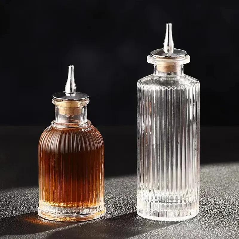 Cocktail Bitters Bottles With Cap Vintage Glass With Stainless Steel Caps Kitchen Seasoning Tools Bar Bartender Accessories