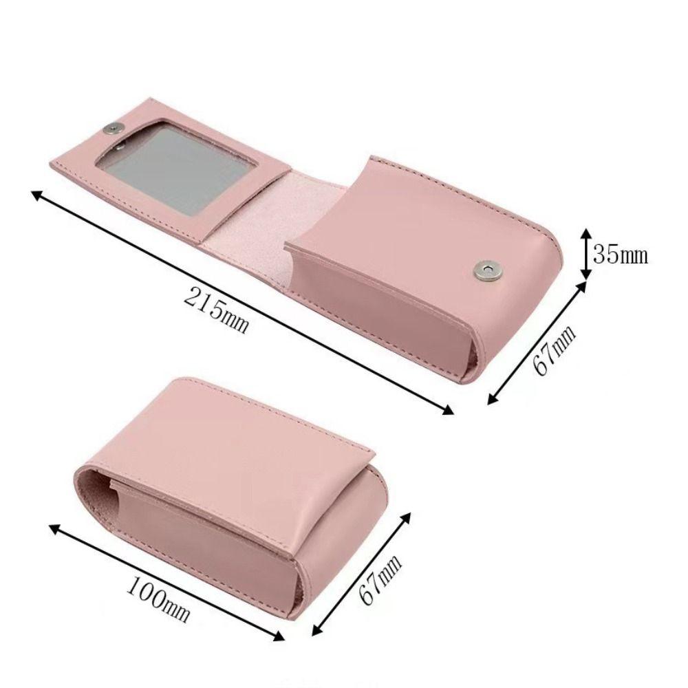 New PU Lipstick Bag With Mirror Mini Cosmetic Bag Portable Pouch Storage Makeup Bag Travel