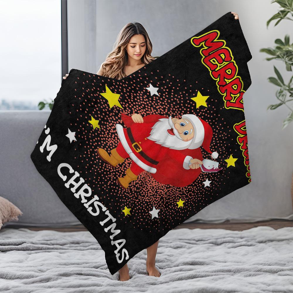 Tuniu Christmas Santa Blanket Soft Fleece Throw for Bedroom Sofa Gift Idea