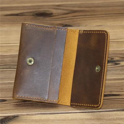 Porte-cartes en cuir véritable pour homme, portefeuille rétro en cuir de vache pour carte d'identité et carte de crédit
