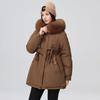 Coat for Women Winter Fleece Thickened Plush Large Fur Collar Windbreaker Waterproof Casual Down Jacket
