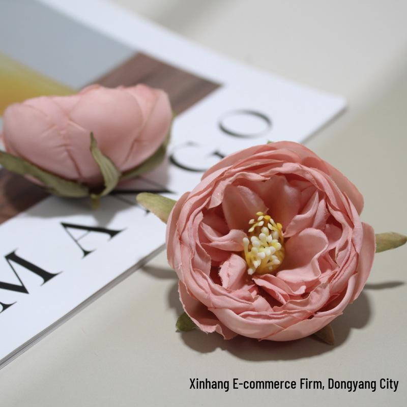 Rose & Camellia Bud Artificial Flowers DIY Hairpin Headwear for Weddings & Festivals