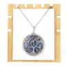 Synthetic Abalone Shell Tree Of Life Disc Pendant Necklace Fortune Tree Silk Round Necklace N616