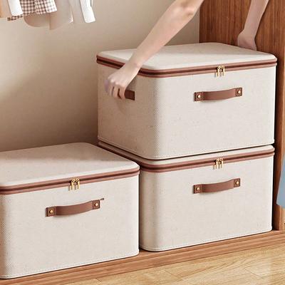 Foldable Clothes Storage Box, Closet Organizer Container with Handle and Zipper,Suitable for Wardrobe, Closet,Blanket (Washable)