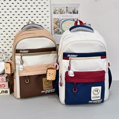 Trend Schoolbag Going Out University Female Large Capacity Middle and High School Students Contrasting Color Backpack Male Travel Backpack