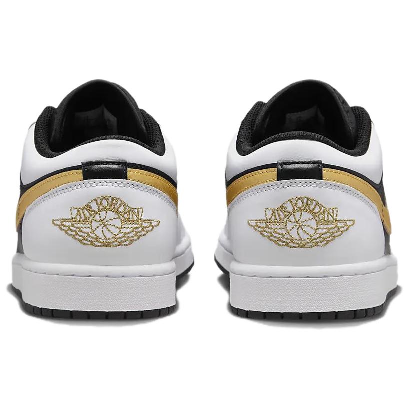 New JORDAN 1 Low White Black Metallic Gold Swoosh 553558-172