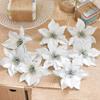 24Pcs Christmas Flower Silver Gold Glitter Artificial Flowers Decoration for Christmas Tree Home Table Ornament