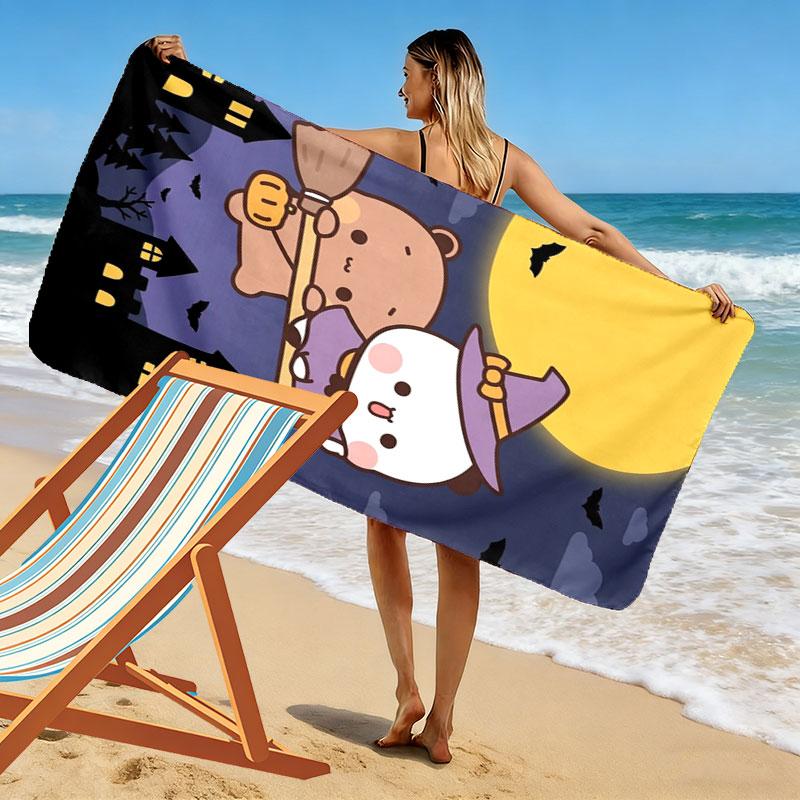Bear Panda Love Print Beach Towel Large Soft Quick Dry Towel For Beach Camping Swimming