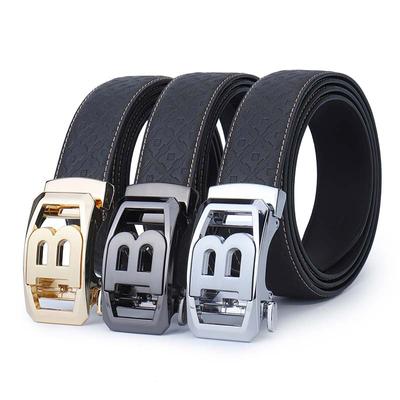 Four Seasons Available High End Leather Automatic Buckle Belt Alloy Men'S Genuine Leather Belt Embossed Pattern Pants Belt