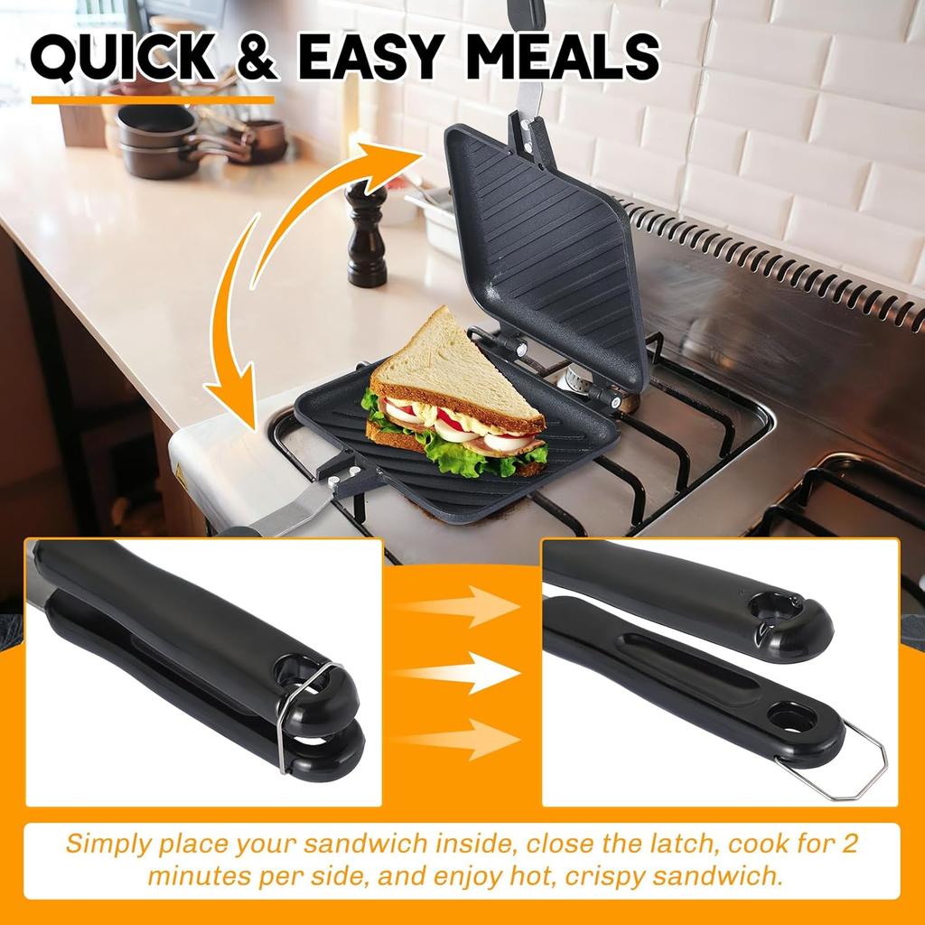 Maker Pan, Grilled  with Non-Stick Double Sided Flip Frying Pan, Toasted Cheese Sandwich Ma