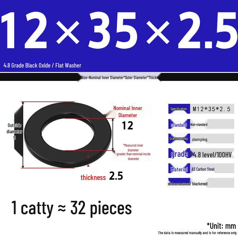 Blackened Enlarged Thickened Metal Washer - M3-M42
