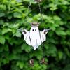 Halloween Ghost Suncatcher Stained Glass Acrylic Window Hanging Light Catcher Cute Cowboy Ghost Decoration for Home Office Kitchen Living Room Wall