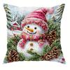 Cute Santa Claus Snowman Garland Pillowcase Christmas and New Year Gift Suitable for Home Room Living Room Sofa Cushion Cover